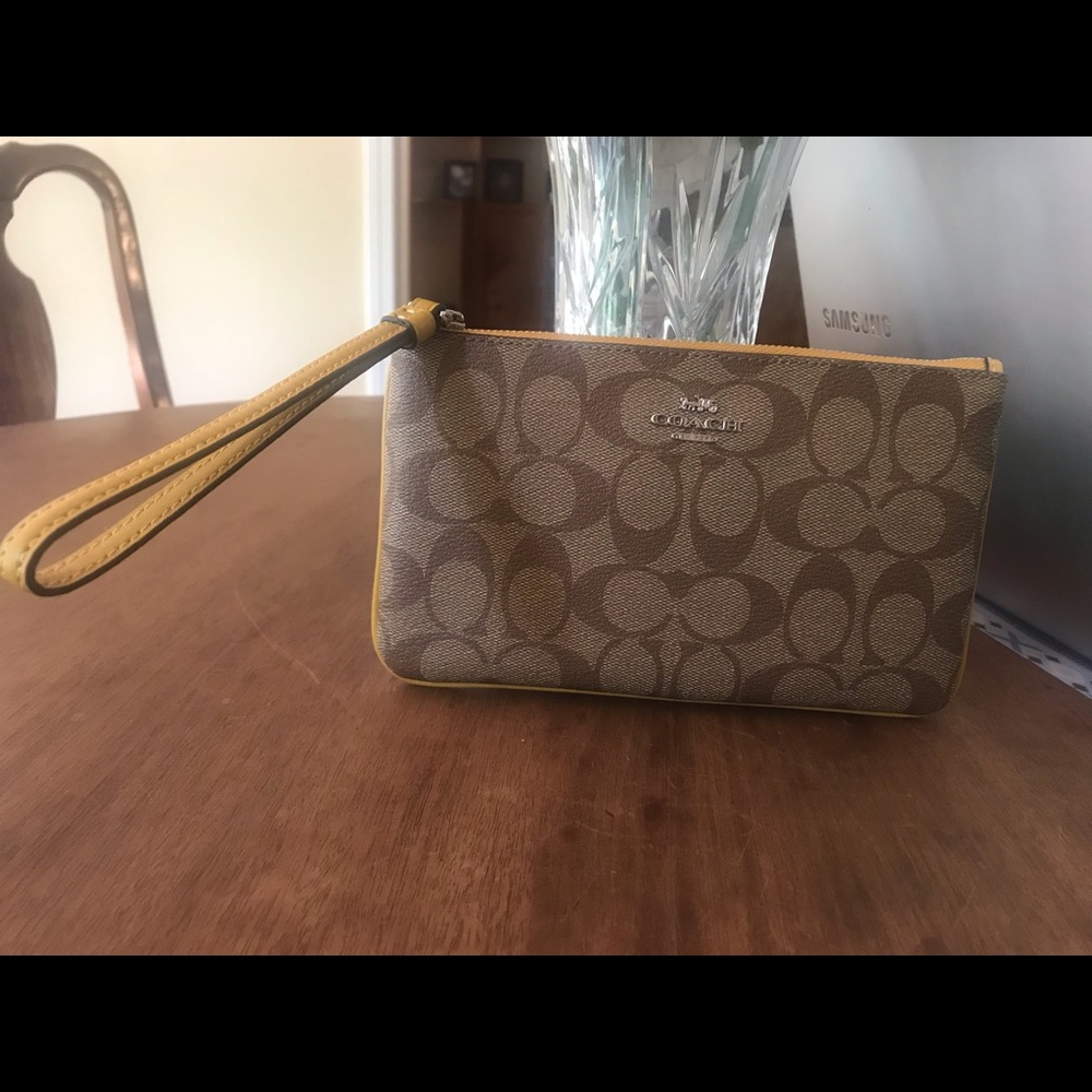 COACH khaki logo wristlet - Picture 1 of 3
